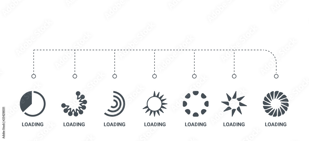 Aufkleber simple set of 7 icons such as loading, loading, loading, from concept on white background