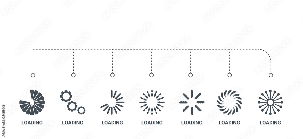 Aufkleber simple set of 7 icons such as loading, loading, loading, from concept on white background
