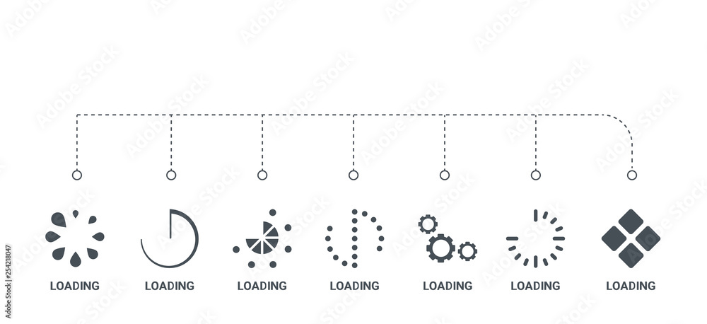 Aufkleber simple set of 7 icons such as loading, loading, loading, from concept on white background