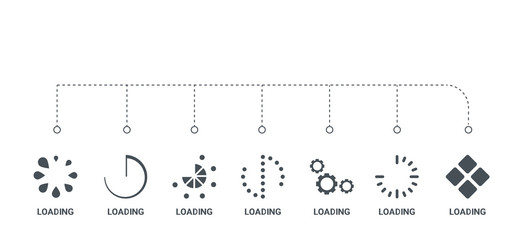 simple set of 7 icons such as loading, loading, loading, from  concept on white background