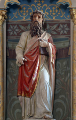 Obraz premium Saint Paul statue on the altar in Parish Church of Saint Roch in Kratecko, Croatia 