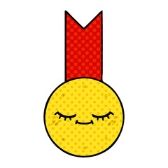 comic book style cartoon gold medal