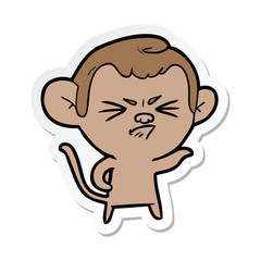 sticker of a cartoon angry monkey
