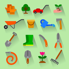 garden tools icon set