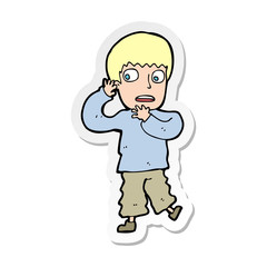 sticker of a cartoon frightened boy