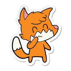 sticker of a cartoon friendly fox