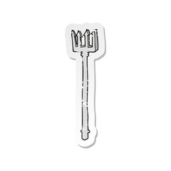 retro distressed sticker of a cartoon devil fork