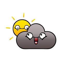 gradient shaded cartoon storm cloud and sun