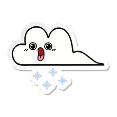 sticker of a cute cartoon snow cloud