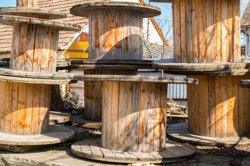 Wheel of wooden electric wire