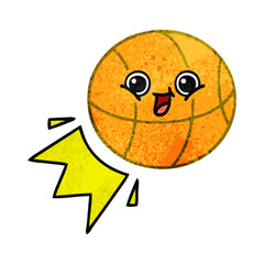 retro grunge texture cartoon basketball