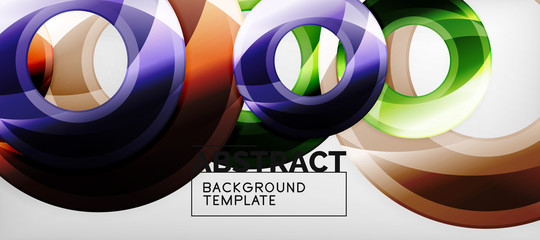 Modern geometric circles abstract background, colorful round shapes with shadow effects
