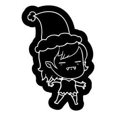 cartoon icon of a undead vampire girl wearing santa hat