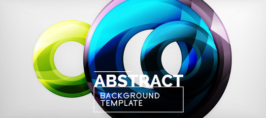 Modern geometric circles abstract background, colorful round shapes with shadow effects