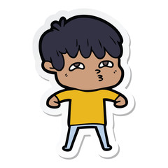 sticker of a cartoon curious man