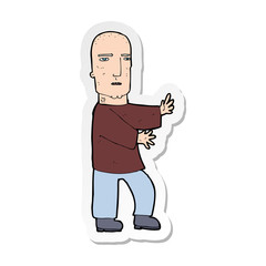 sticker of a cartoon tough man