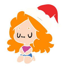 christmas cartoon of kawaii girl