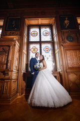 bride and groom in the palace