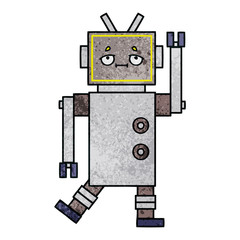 retro grunge texture cartoon robot