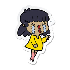 sticker of a cartoon woman in tears