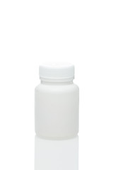 White medical container on white background. Bottle