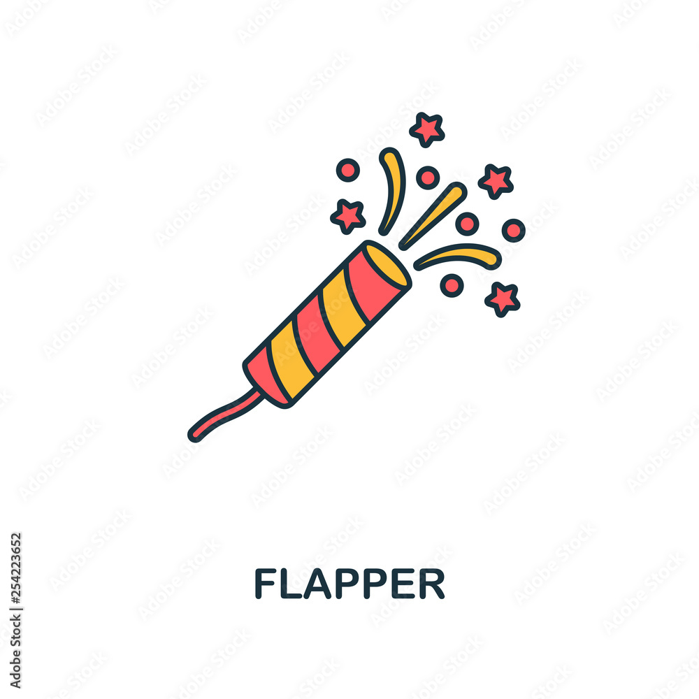 Poster flapper with confetti icon. creative 2 colors design fromflapper with confetti icon from party icon 