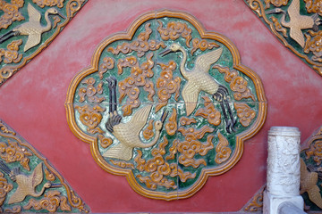 Ceramic detail from Royal Palace wall in The Forbidden City, Beijing, China