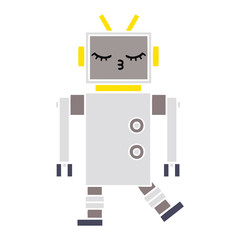 flat color retro cartoon robot