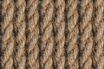 Seamless pattern texture of yellow natural flax rope