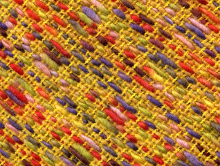 Handwoven woolen fabric with yellow basis