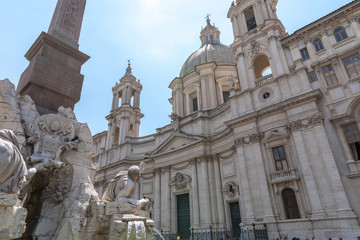 Fototapeta na wymiar Panoramic view of church Sant'Agnese in Agone