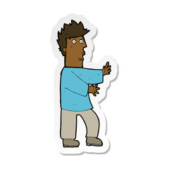 sticker of a cartoon nervous man waving