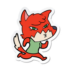 sticker of a clever cartoon fox