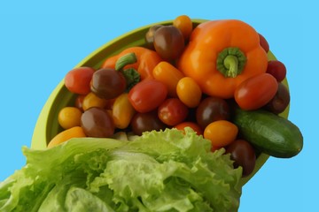  tomatoes, lettuce, pepper and cucumber for vegetable salad