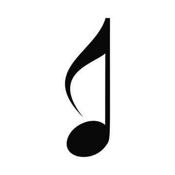 A black and white vector silhouette of a musical note