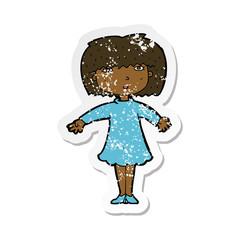 retro distressed sticker of a cartoon surprised woman