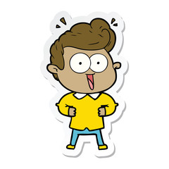 sticker of a cartoon excited man