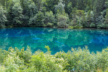 Christlessee - Blue lake, pearl of nature at trettach valley near Oberstdorf in Allgau, Bavaria, Germany.