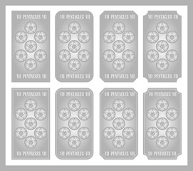 Seven of pentacles Tarot of the symbols silver and white