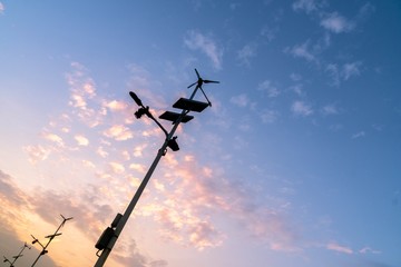 Fototapeta na wymiar wind turbines under the sky