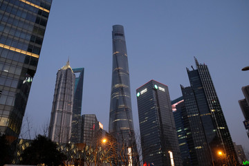 Shanghai world financial center skyscrapers, China