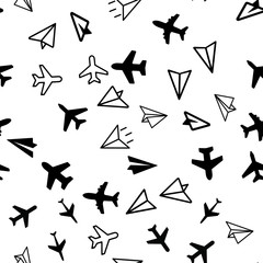 Plane Aircraft Travel concept. Seamless vector EPS 10 pattern
