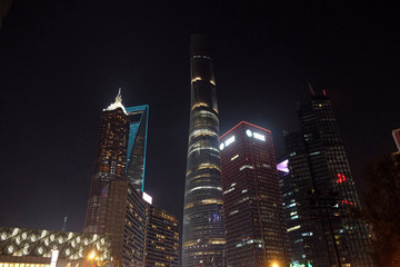 Fototapeta na wymiar Shanghai world financial center skyscrapers in Lujiazui group in Shanghai, China