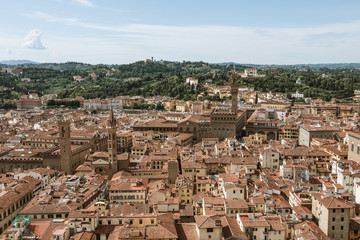 Fototapeta na wymiar Aerial panoramic view of city of Florence from cupola of Florence Cathedral