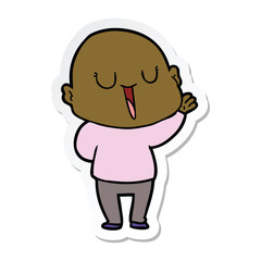 sticker of a happy cartoon bald man
