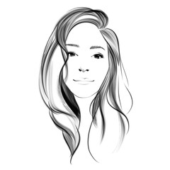 Fototapeta premium Black and white beauty portrait sketch