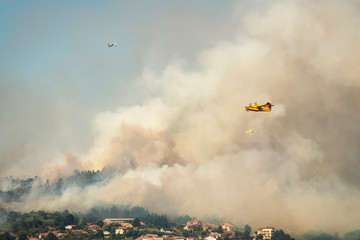 Planes extinguishing fires