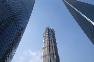 Shanghai world financial center skyscrapers in Lujiazui group in Shanghai, China