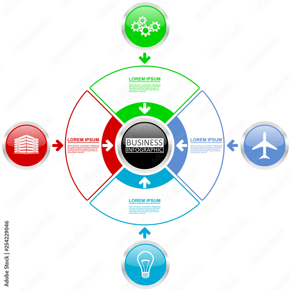 Aufkleber infographic vector template for business presentation