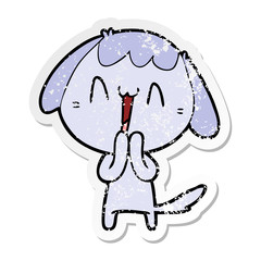distressed sticker of a cute cartoon dog